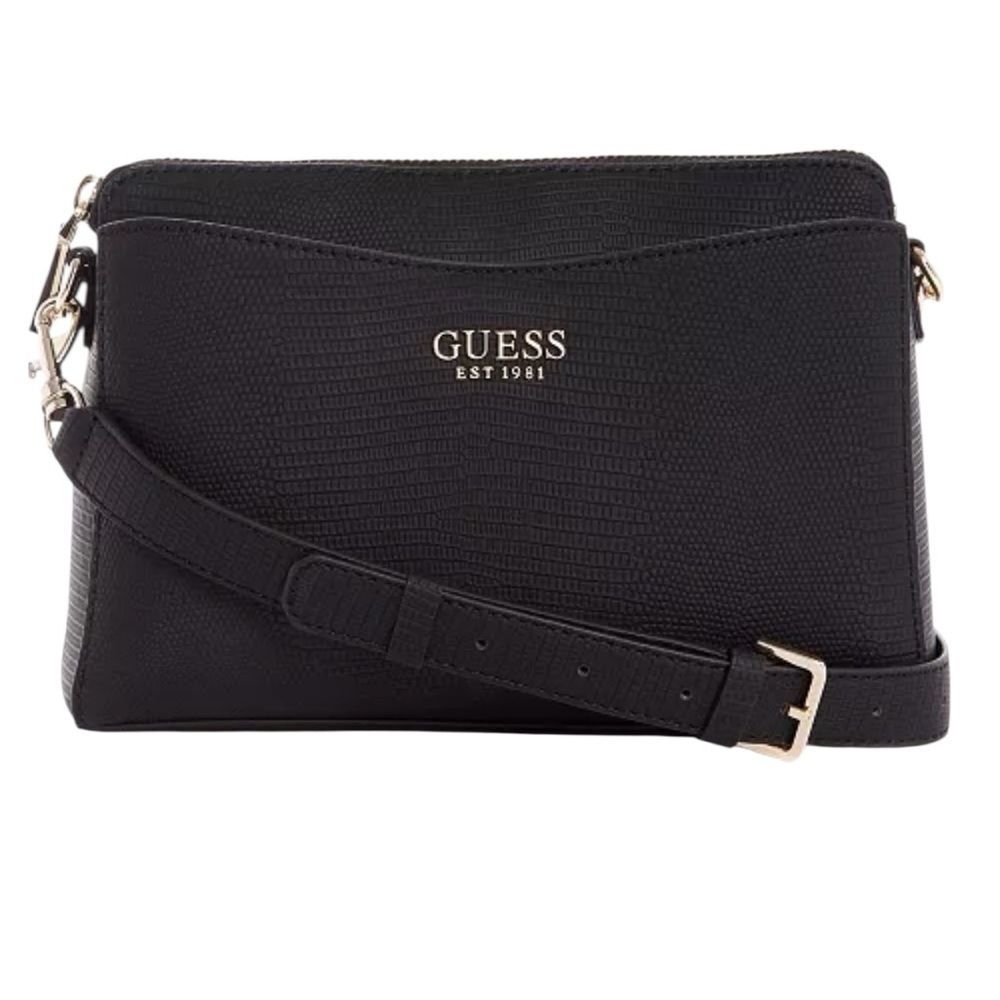 GUESS Lyndi Small Triple Compartment Girlfriend Black Crossbody Bag